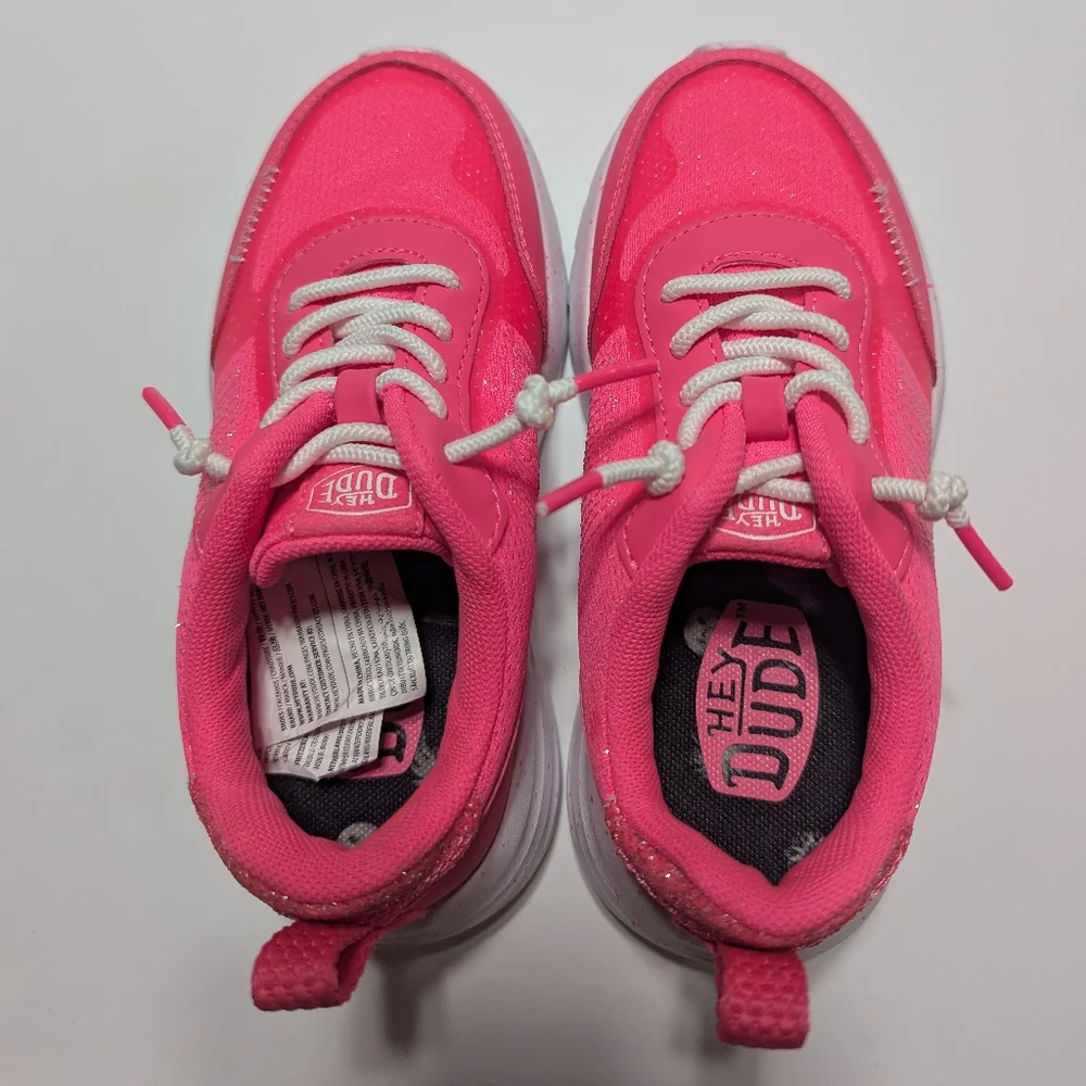Hey Dude Sirroco Alta Kid's Pink And White Slip On Sneakers Size 12